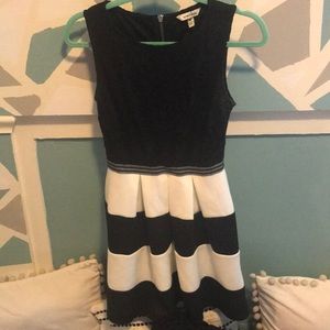Black and white stripped dress! Lace top!